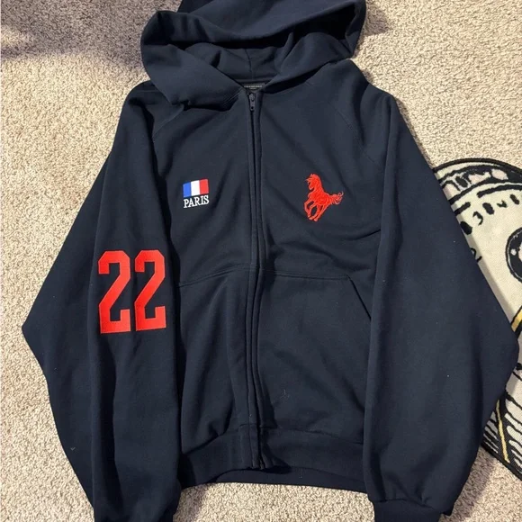 Balenciaga | Shirts | Balenciaga Polo Blacknavy Zipup Hoodie
